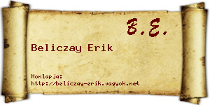 Beliczay Erik névjegykártya